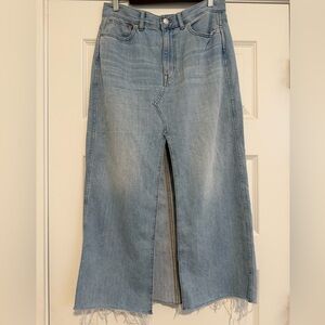 Madewell Light Wash Denim Midi Skirt